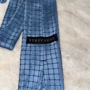 Structure Blue Checkered Tie 100% imported silk
